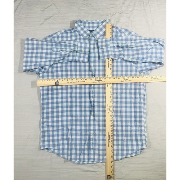 Vineyard Vines Slim Fit Whale Shirt Blue Check Long Sleeve Button Up Size Large - Picture 5 of 8